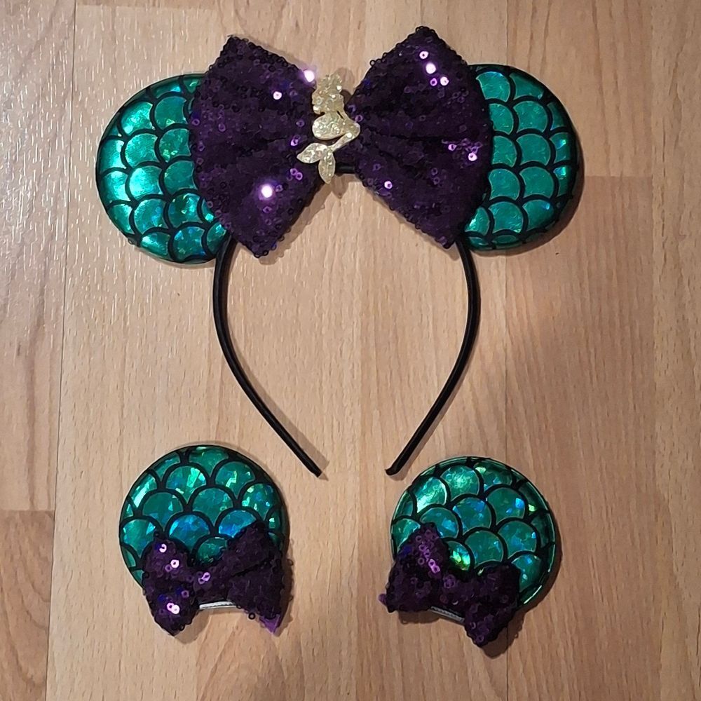 Disney Little Mermaid Mickey Mouse Ears & Hair Clips